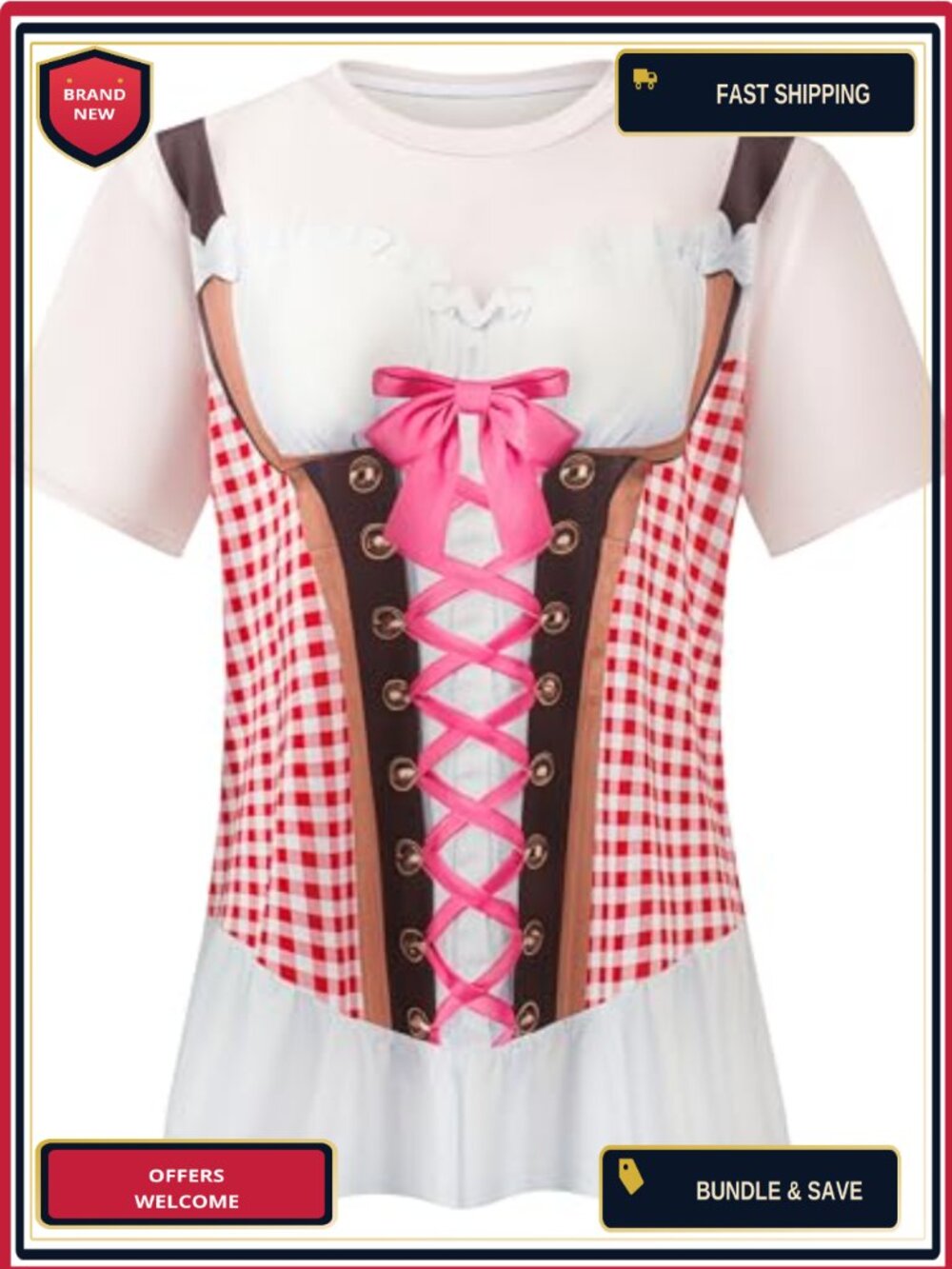 Women's Oktoberfest T-Shirt Polyester Crew Neck Short Sleeve Bavarian Costume